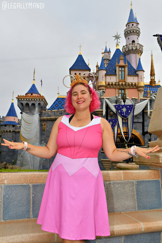 Aurora Sleeping Beauty Pink Inspired Sleeveless Flare Dress