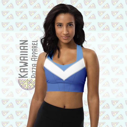 RUSH ORDER: Blue Aurora All-Over Print Recycled Longline Sports Bra
