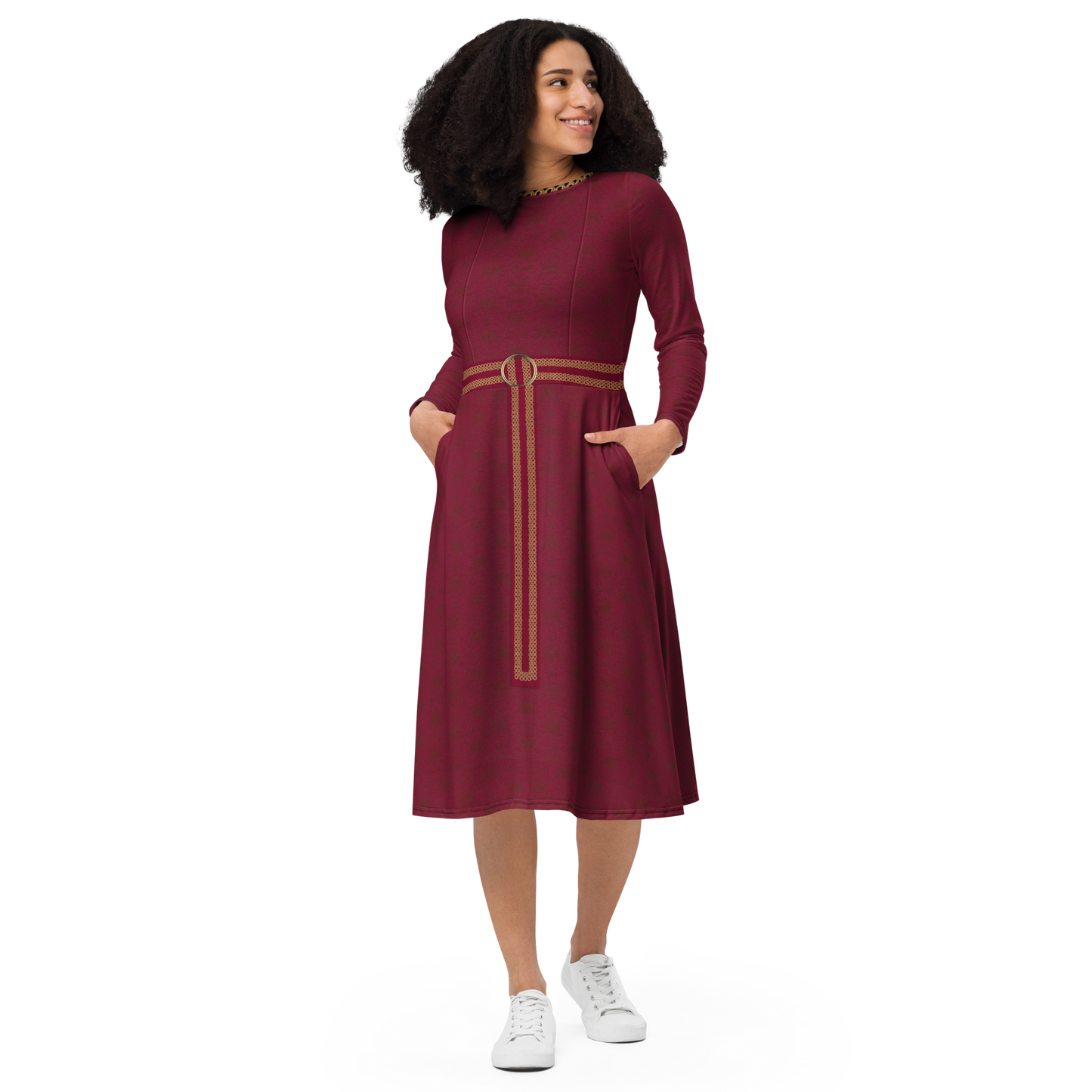 RUSH ORDER: Mother Gothel Inspired All-over print long sleeve midi dress