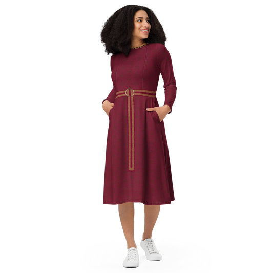 Mother Gothel Inspired All-over print long sleeve midi dress