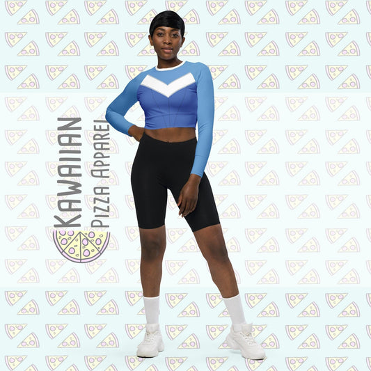 RUSH ORDER: Blue Aurora Recycled long-sleeve crop top