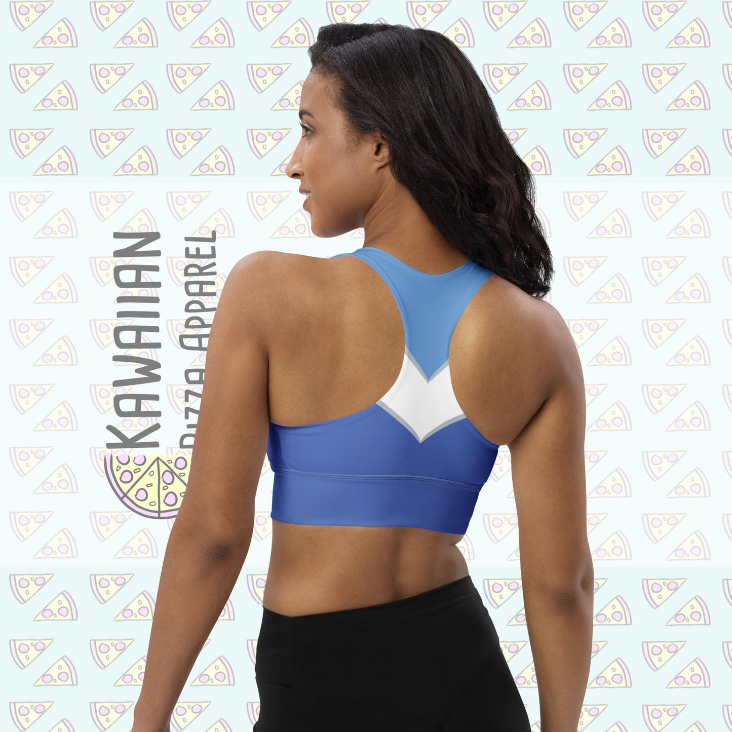 RUSH ORDER: Blue Aurora All-Over Print Recycled Longline Sports Bra