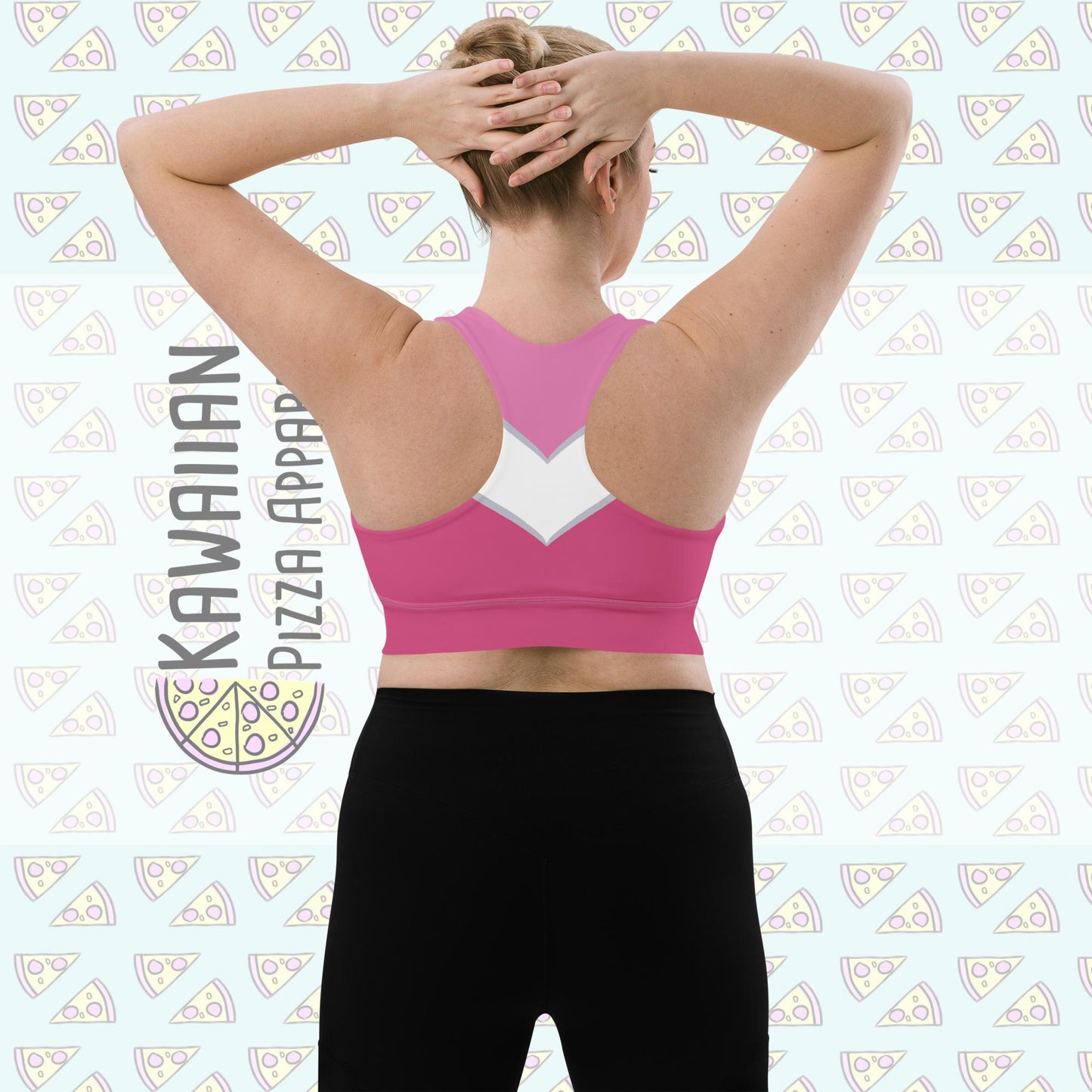 RUSH ORDER: Pink Aurora All-Over Print Recycled Longline Sports Bra