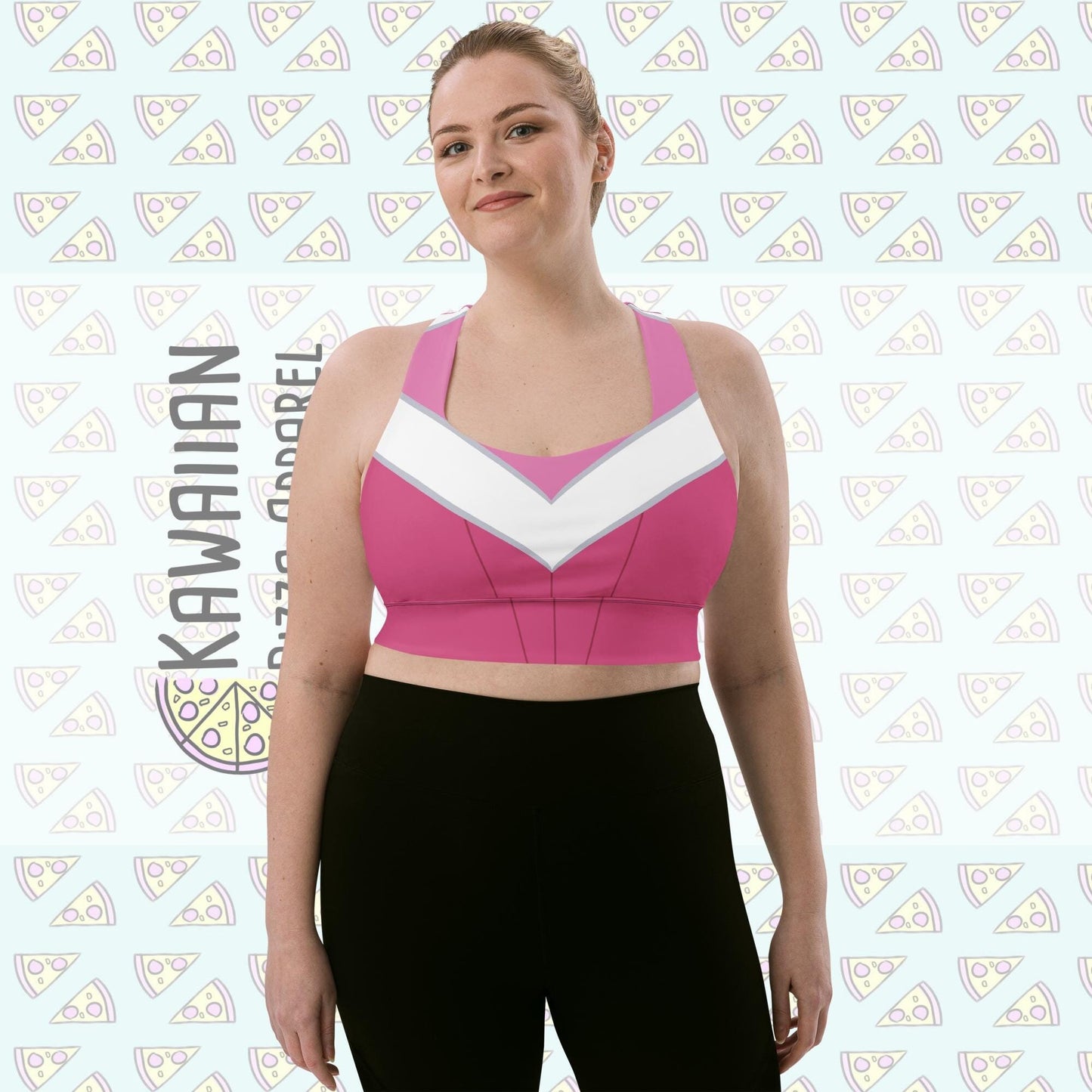 RUSH ORDER: Pink Aurora All-Over Print Recycled Longline Sports Bra