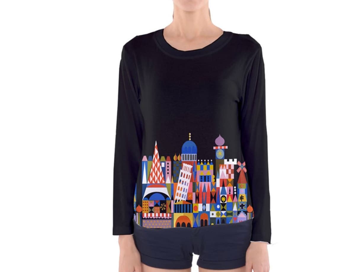 Women's It's a Small World Inspired Long Sleeve V-Neck Shirt