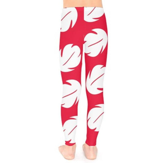 READY-to-SHIP Lilo Inspired Kid's Leggings: Red & White Print