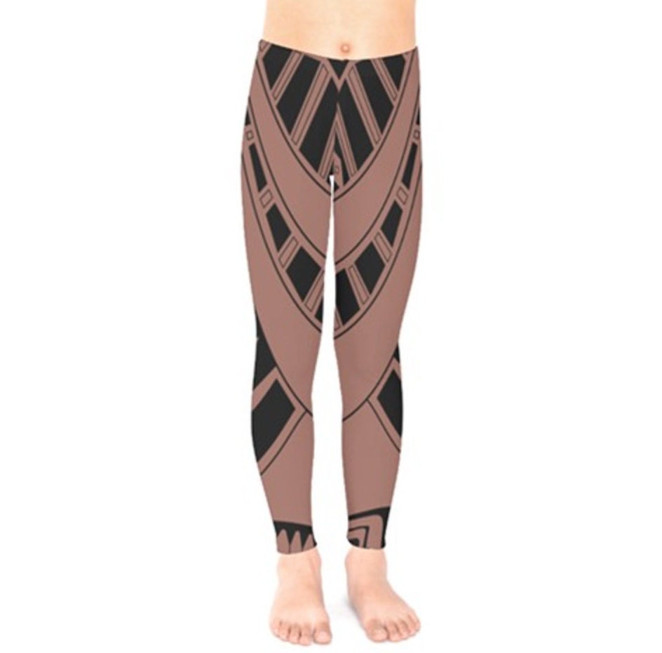 READY-to-SHIP Maui Inspired Kids Leggings: Polynesian Tattoo Print