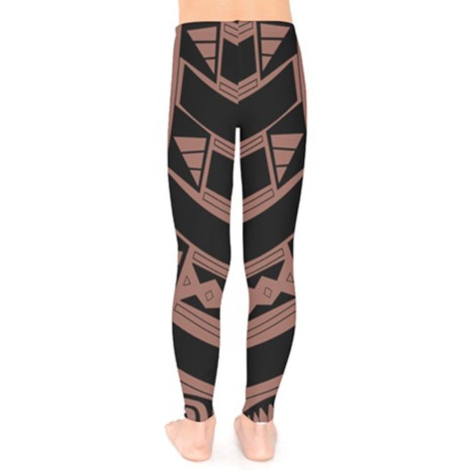 READY-to-SHIP Maui Inspired Kids Leggings: Polynesian Tattoo Print
