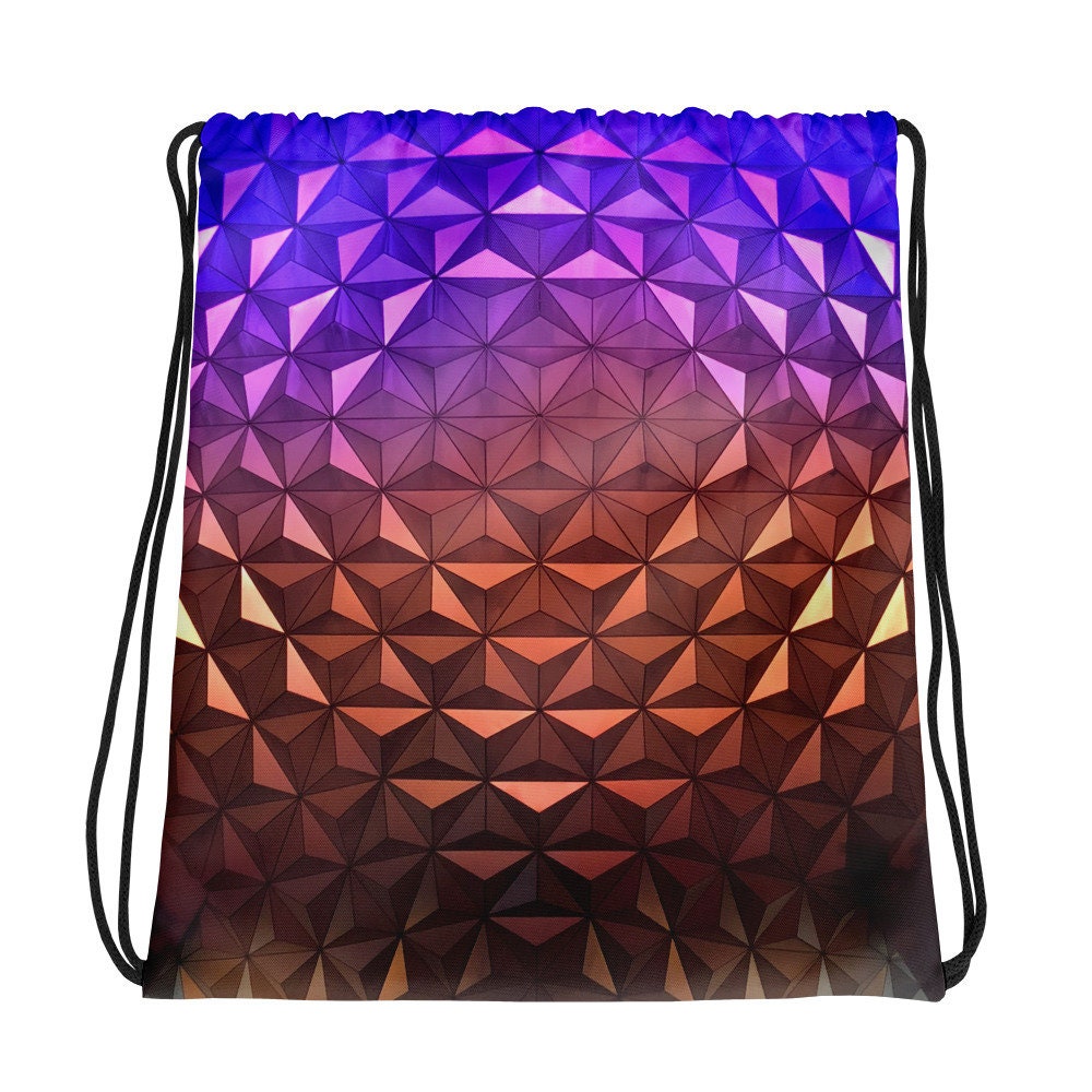 Nighttime Spaceship Earth Inspired Drawstring Backpack
