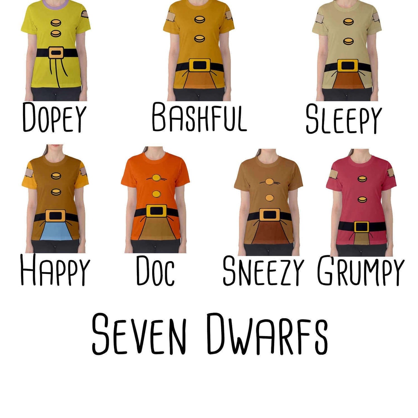 READY-to-SHIP Seven Dwarfs Inspired Athletic Shirt - Snow White Disneybound Costume