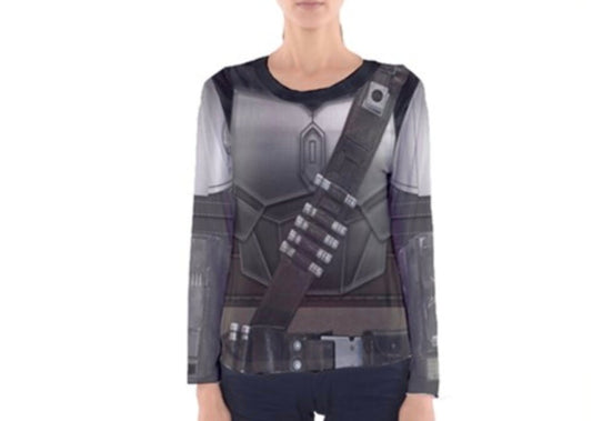 Women's Steel Bounty Hunter Inspired Long Sleeve V-Neck Shirt