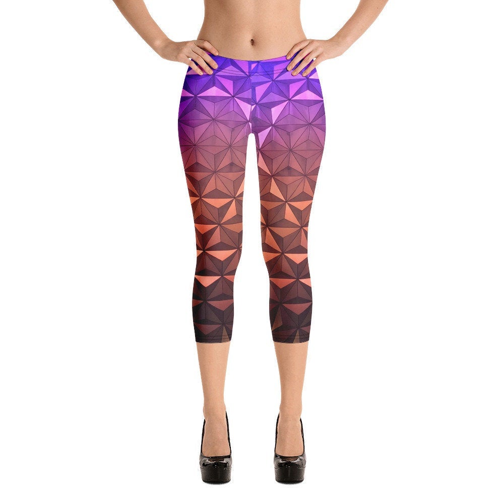 Nighttime Spaceship Earth Epcot Inspired Capri Leggings