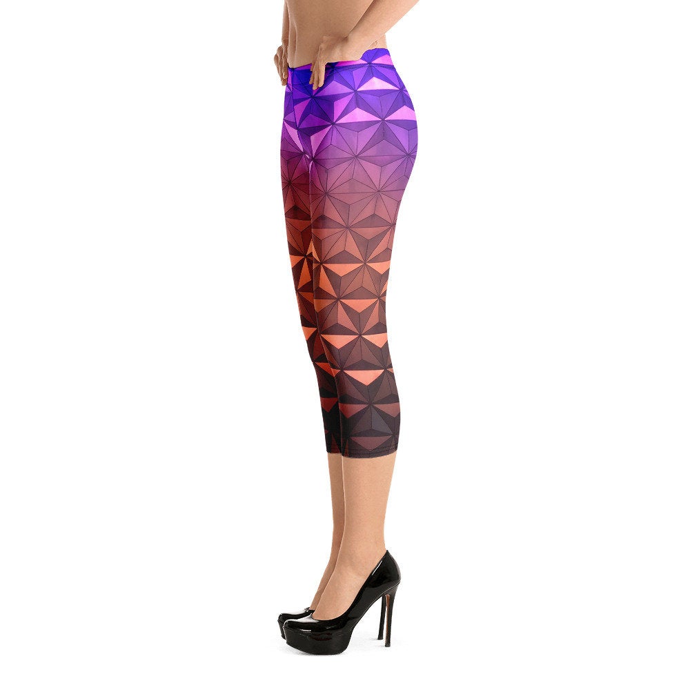 Nighttime Spaceship Earth Epcot Inspired Capri Leggings