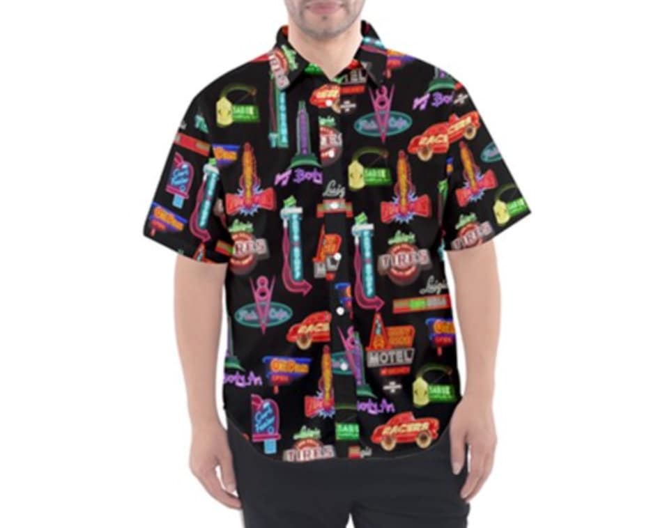 READY-to-SHIP Cars Land Neon Shirt: Disneybound Button Down (4XL)