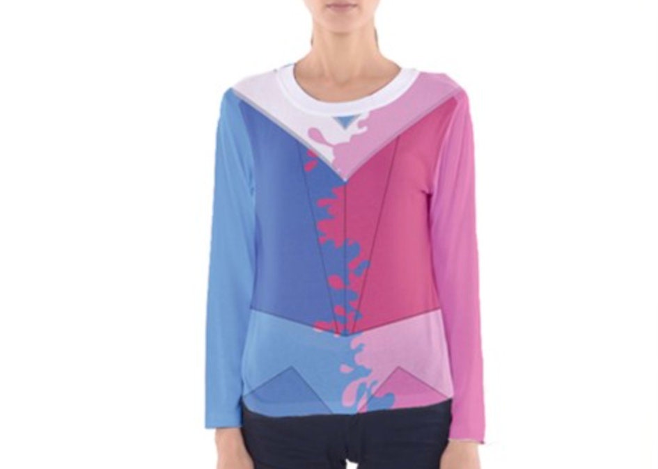 Women's Aurora Make It Pink Make It Blue Sleeping Beauty Inspired Stitches Long Sleeve V-Neck Shirt