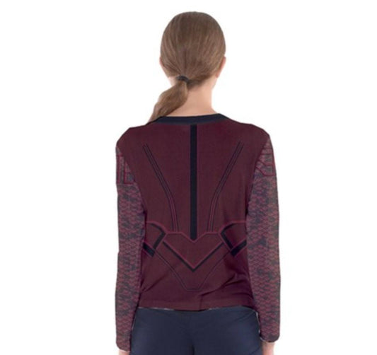 Women's Scarlet Witch Inspired Long Sleeve V-Neck Shirt