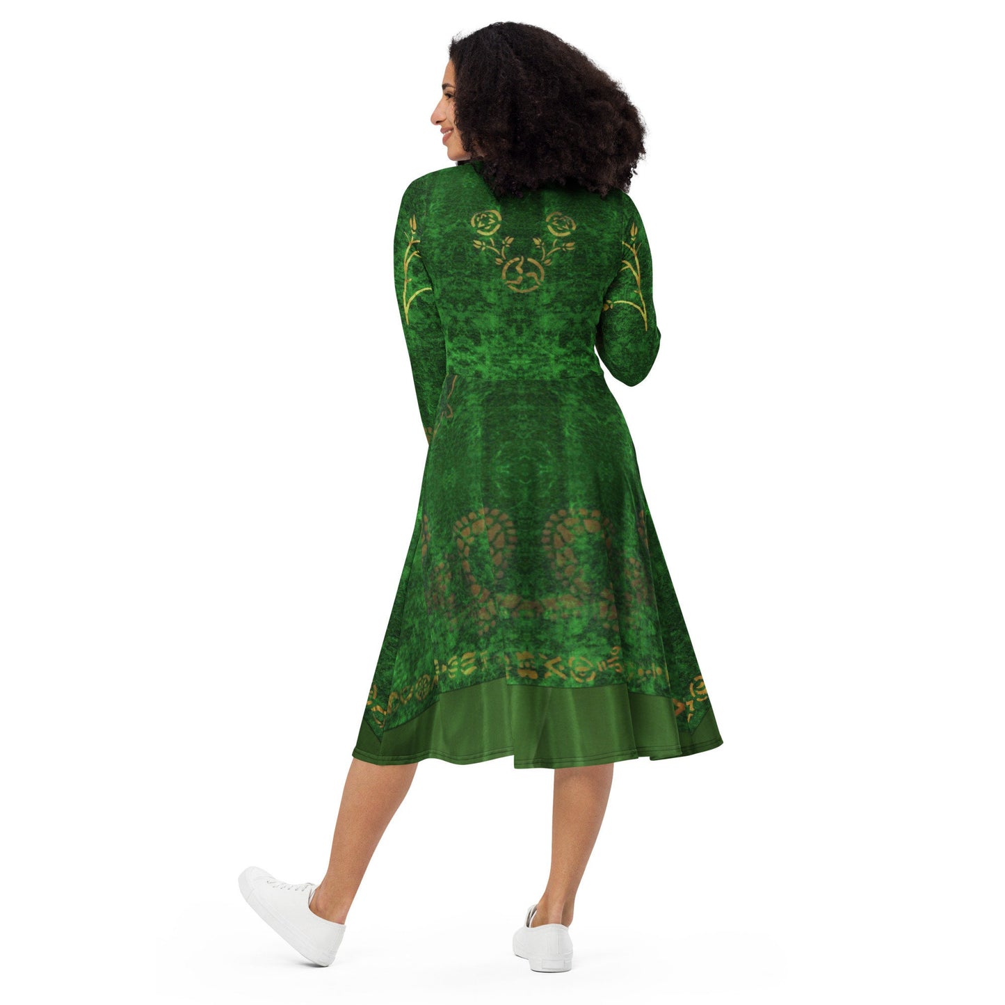 READY-to-SHIP Winifred Sanderson Inspired Midi Dress: All-Over Print, Long Sleeve (6XL)