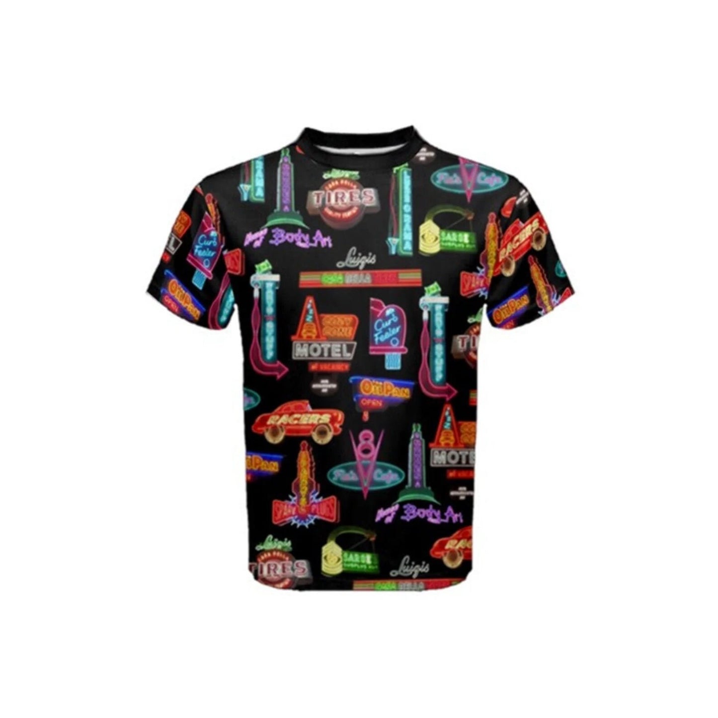 Men's Cars Land Neon Inspired ATHLETIC Short Sleeve Shirt