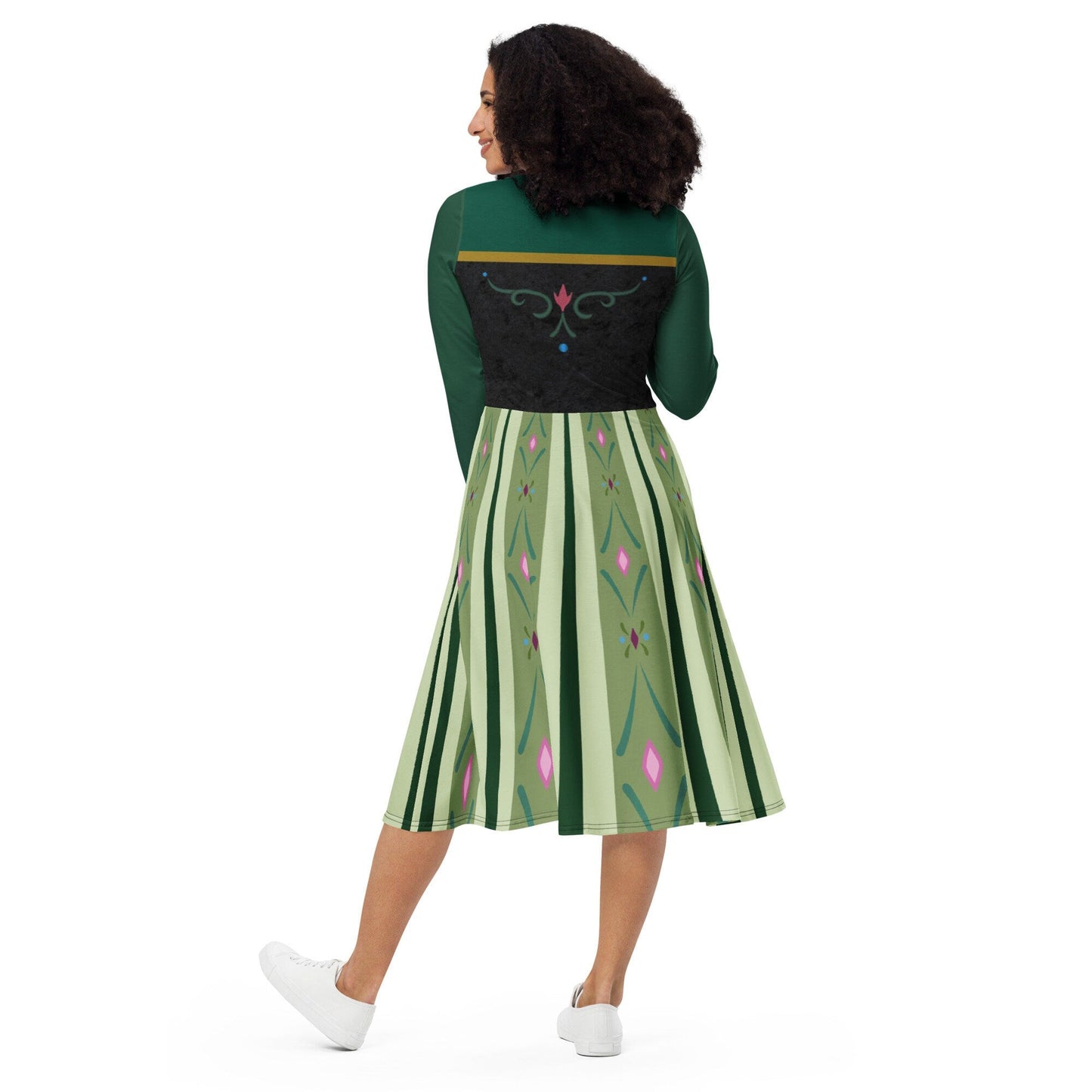 RUSH ORDER: Anna Coronation Inspired All-over print long sleeve midi dress