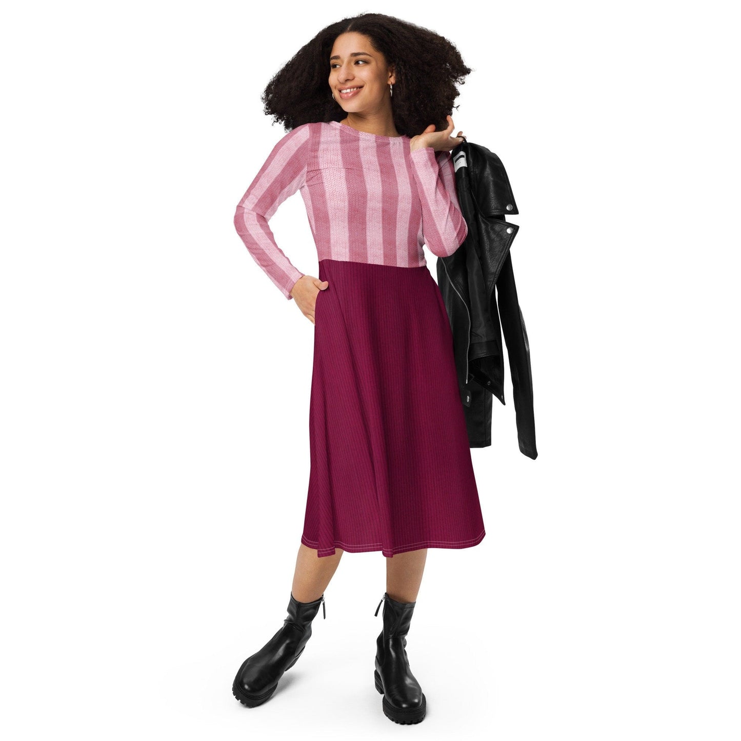 RUSH ORDER: Edith Inspired All-over print long sleeve midi dress
