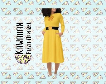 RUSH ORDER: Powerline Inspired All-over print long sleeve midi dress