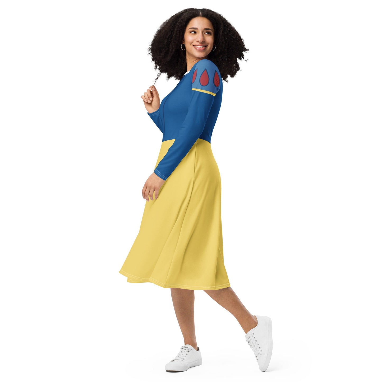 RUSH ORDER: Snow White Inspired All-over print long sleeve midi dress