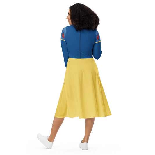 RUSH ORDER: Snow White Inspired All-over print long sleeve midi dress