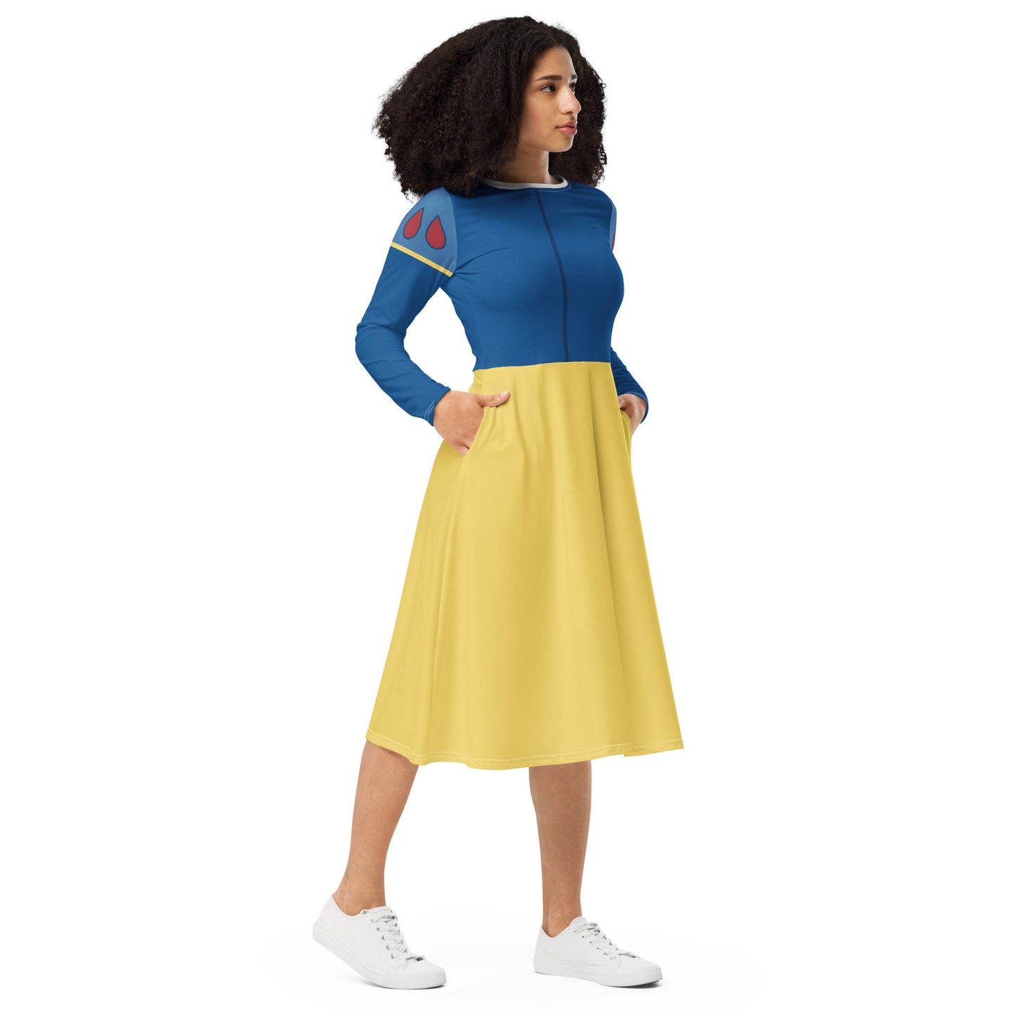 RUSH ORDER: Snow White Inspired All-over print long sleeve midi dress