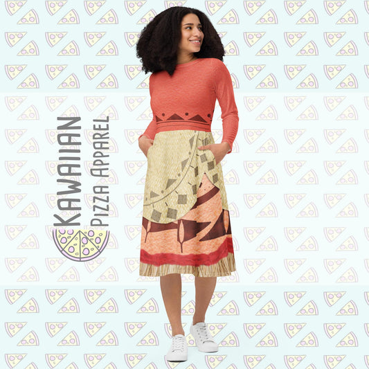 RUSH ORDER: Grandma Tala Inspired All-over print long sleeve midi dress