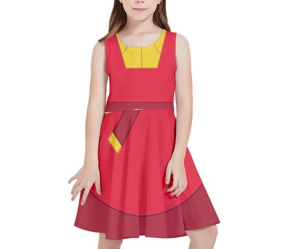 READY-to-SHIP Kuzco Inspired Skater Dress: Sleeveless Polyester Kids Costume