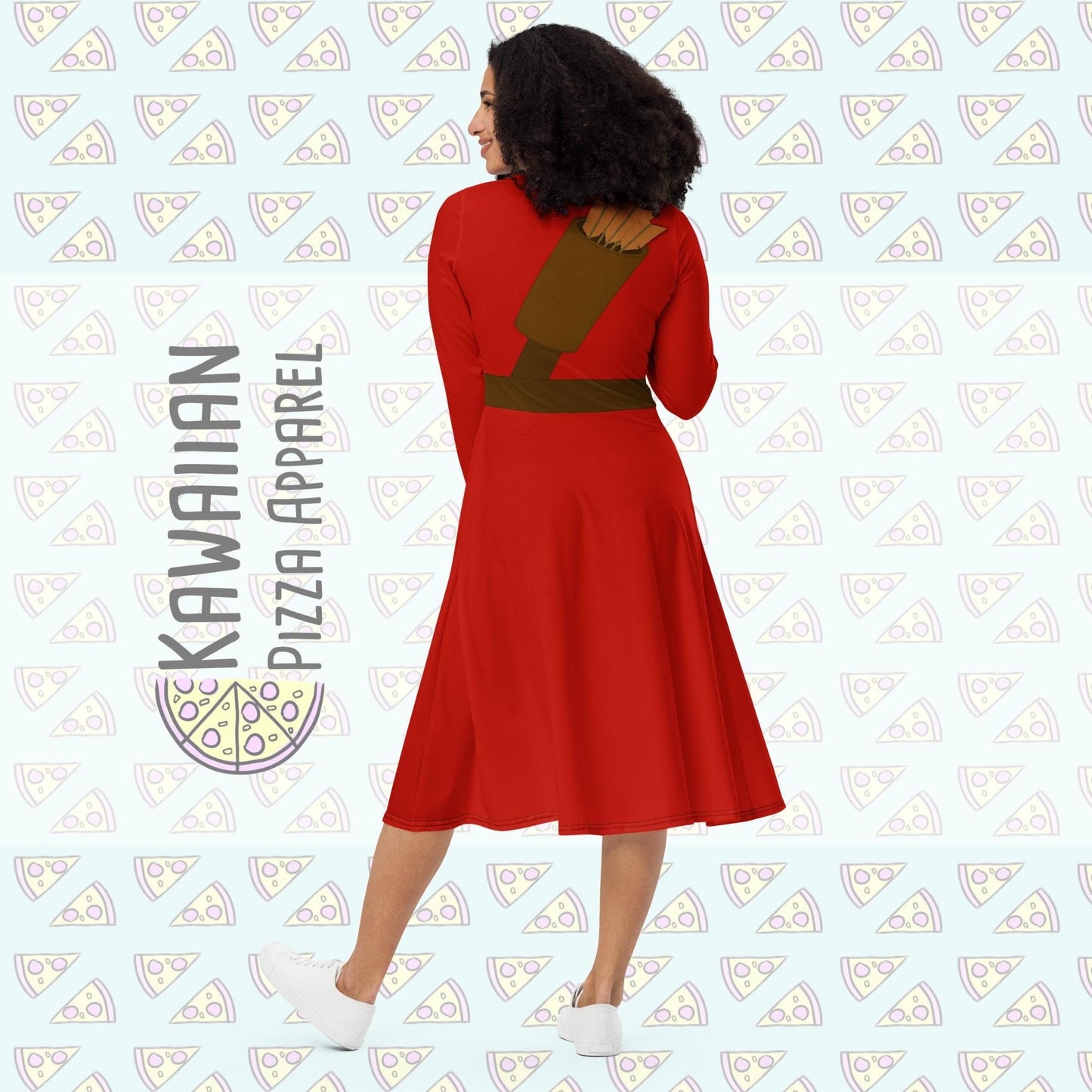 RUSH ORDER: Gaston Inspired All-over print long sleeve midi dress