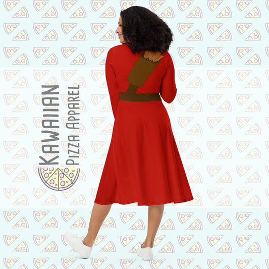 RUSH ORDER: Gaston Inspired All-over print long sleeve midi dress