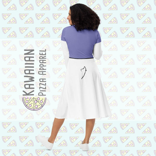 RUSH ORDER: Daisy Inspired All-over print long sleeve midi dress