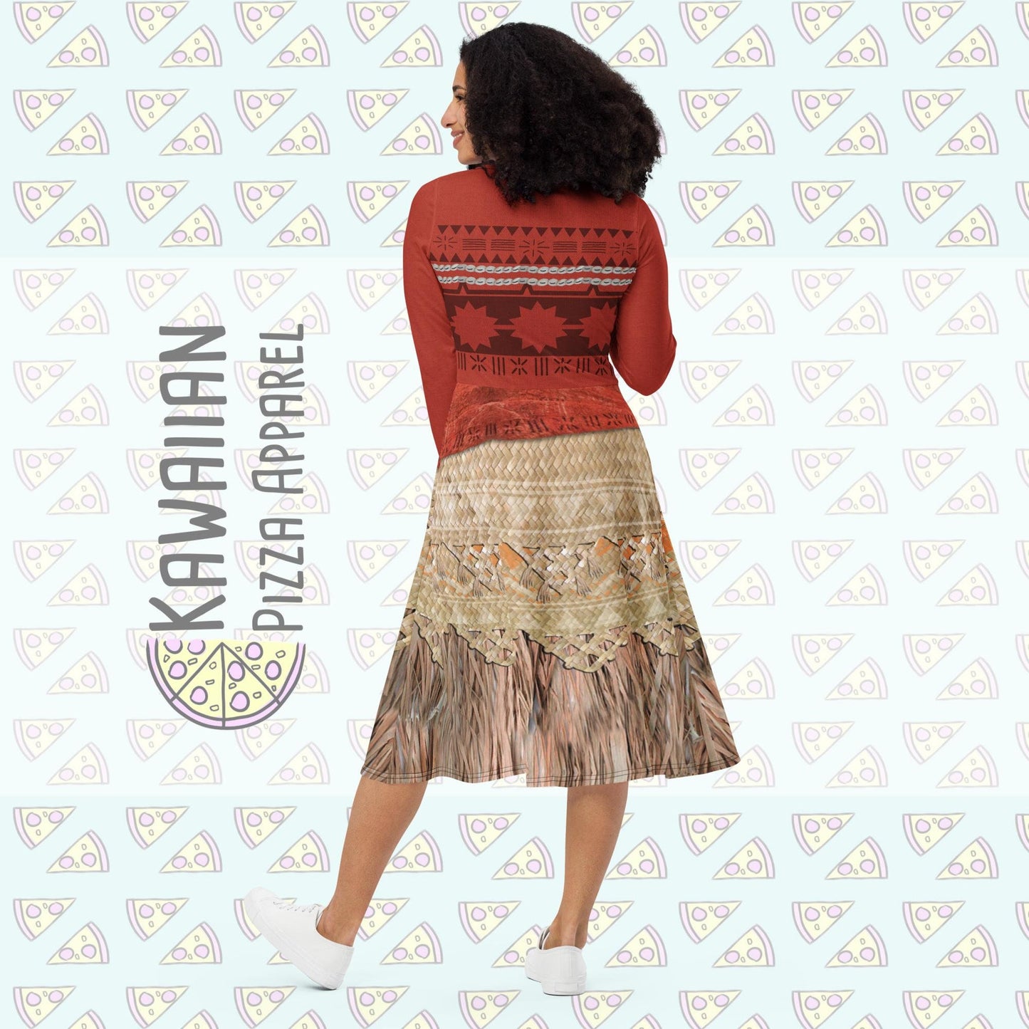 RUSH ORDER: Moana Inspired All-over print long sleeve midi dress