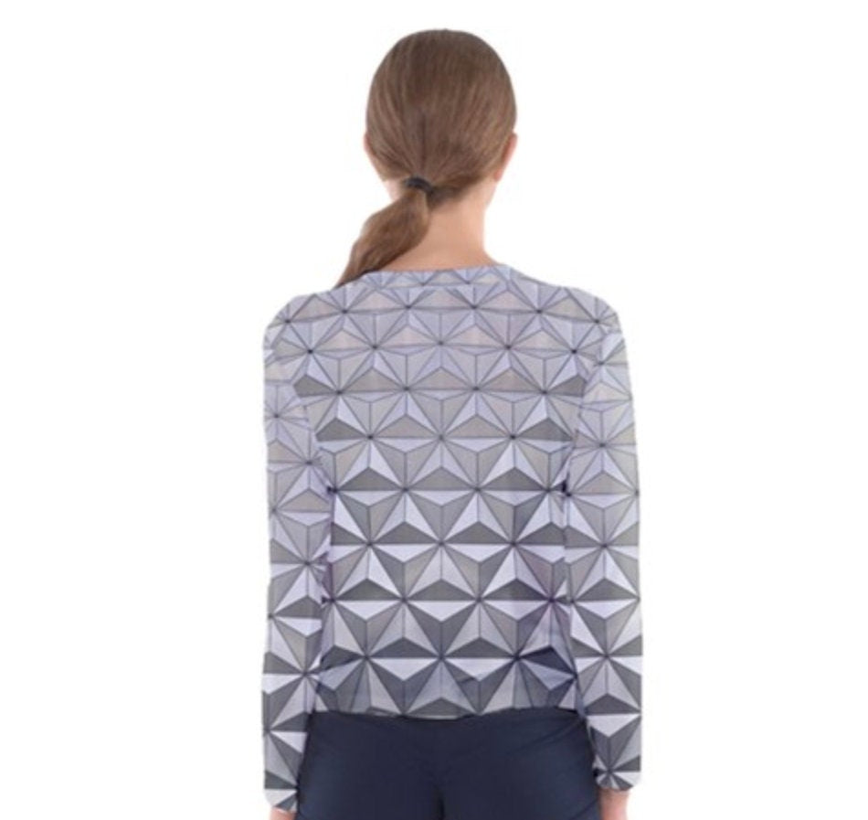 Women's Spaceship Earth Epcot Inspired Long Sleeve V-Neck Shirt