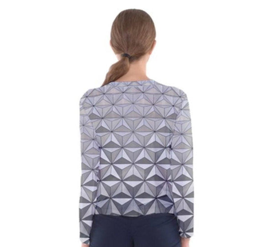 Women's Spaceship Earth Epcot Inspired Long Sleeve V-Neck Shirt