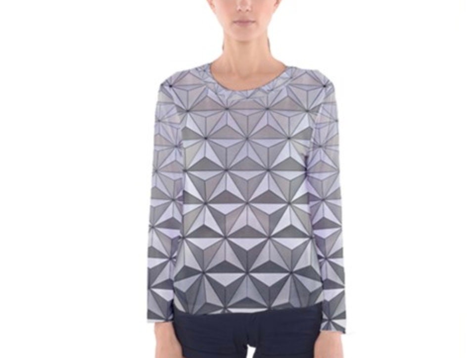 Women's Spaceship Earth Epcot Inspired Long Sleeve V-Neck Shirt
