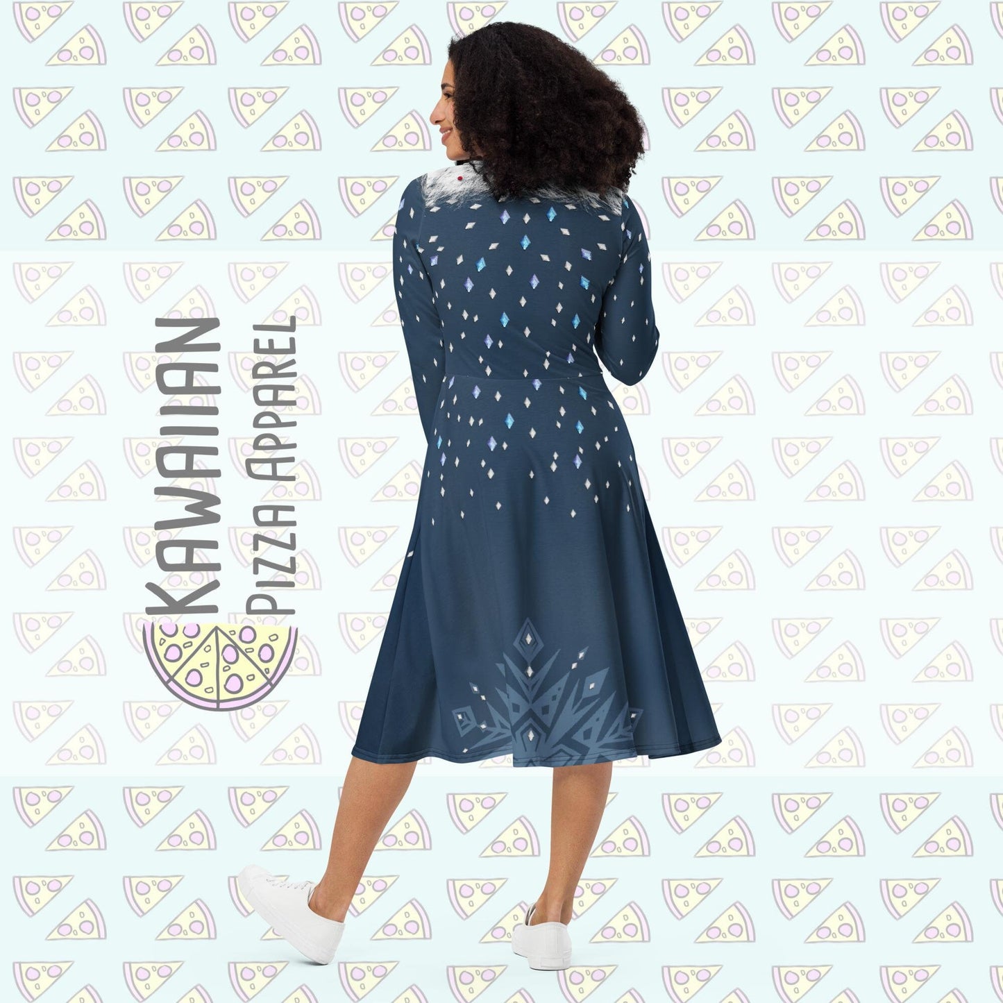 RUSH ORDER: Elsa Olaf's Adventure Inspired All-over print long sleeve midi dress