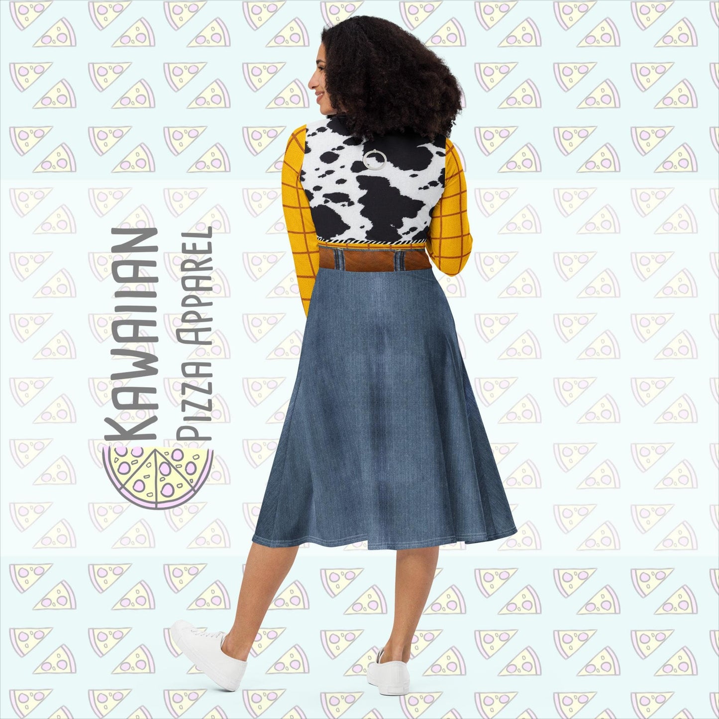 RUSH ORDER: Woody Inspired All-over print long sleeve midi dress