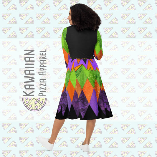 RUSH ORDER: DL Halloween Minnie Inspired All-over print long sleeve midi dress