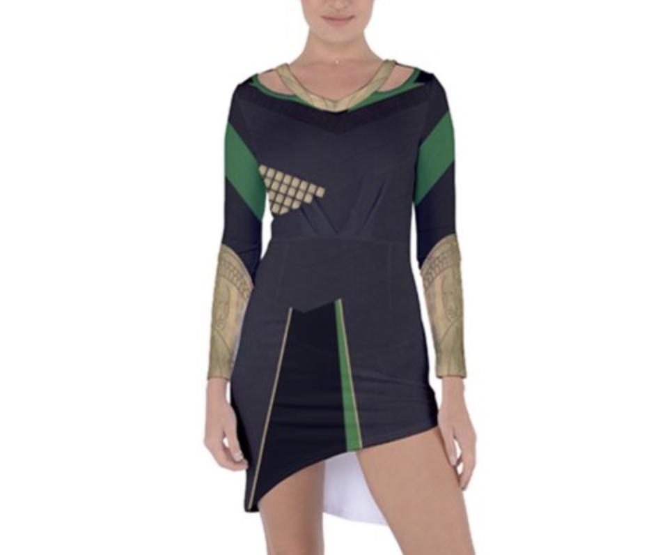 Loki Thor Inspired Asymmetric Cut-Out Shift Dress