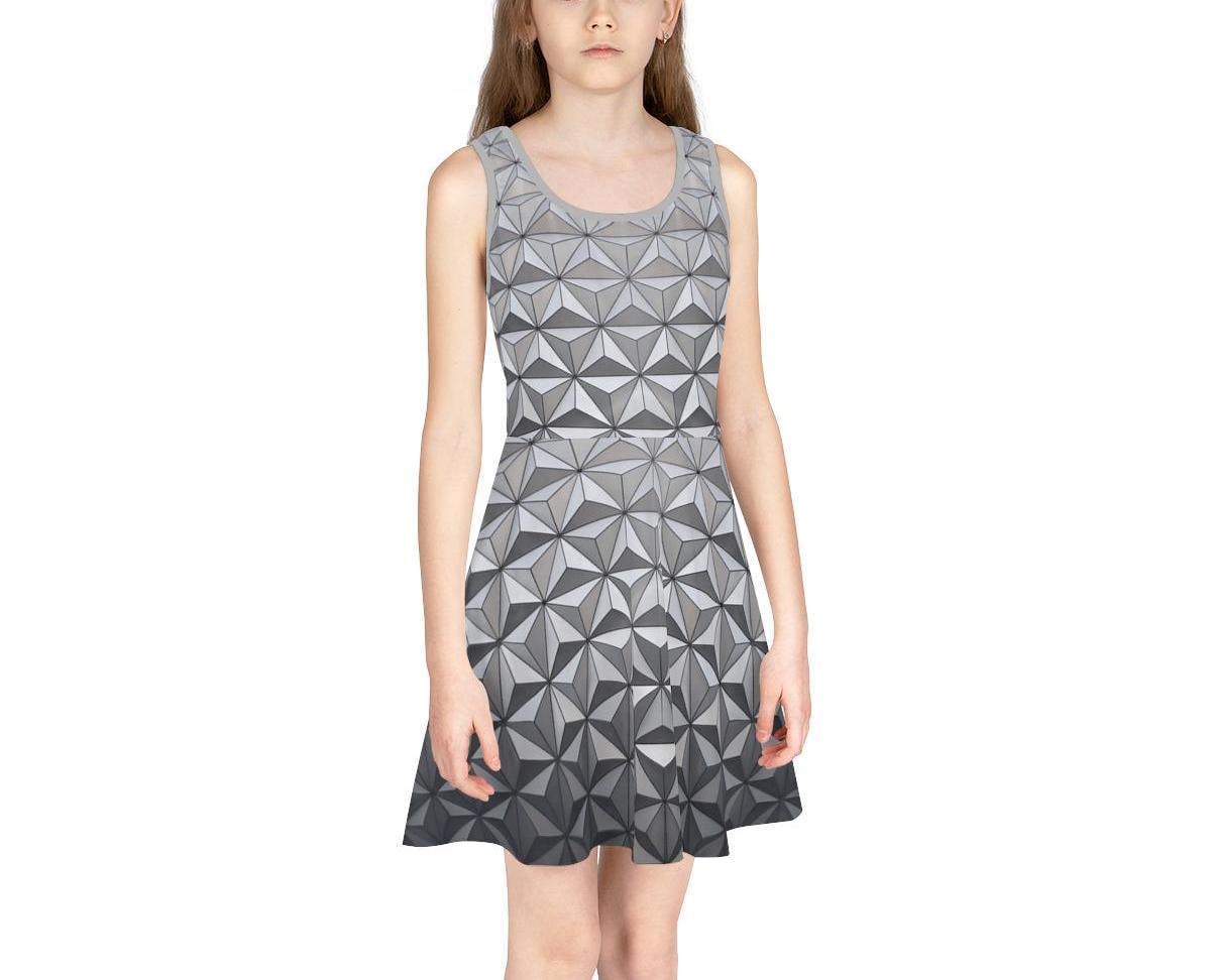READY-to-SHIP Epcot Spaceship Earth Inspired Kid's Skater Dress (Size 4T)