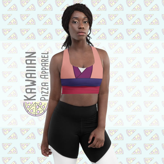 RUSH ORDER: Pink Mulan Inspired All-Over Print Recycled Longline Sports Bra