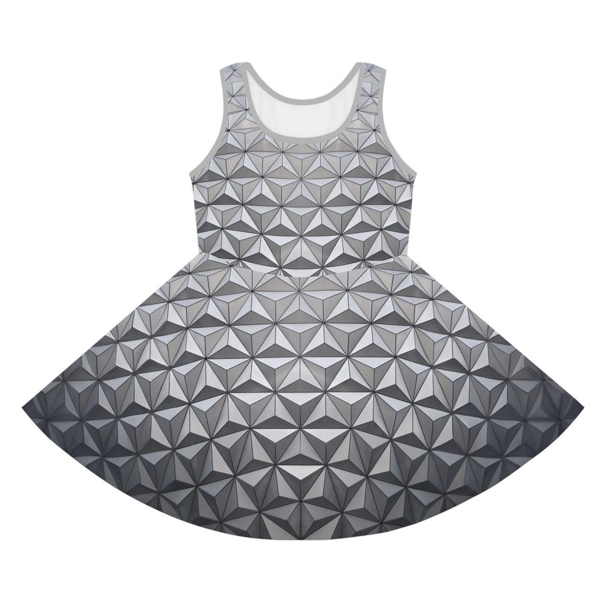 READY-to-SHIP Epcot Spaceship Earth Inspired Kid's Skater Dress (Size 4T)