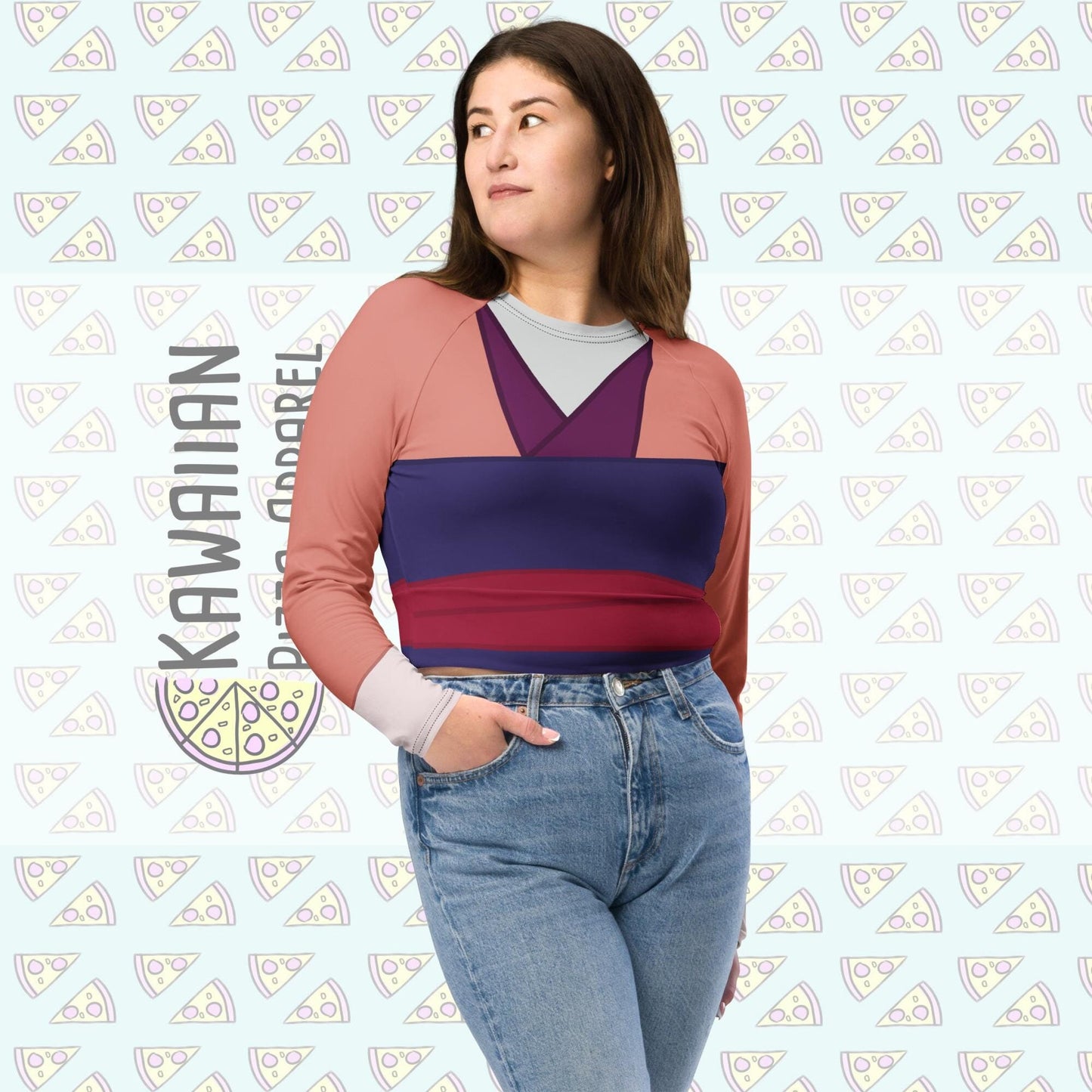 RUSH ORDER: Pink Mulan Inspired Recycled long-sleeve crop top