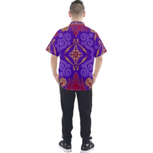 Magic Carpet Inspired Short Sleeve Button Down Shirt