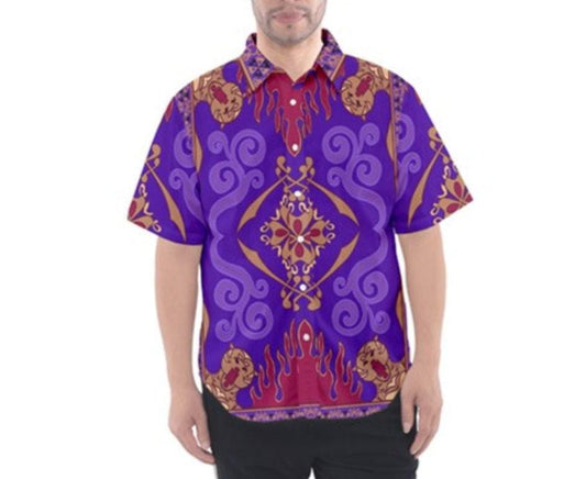 Magic Carpet Inspired Short Sleeve Button Down Shirt