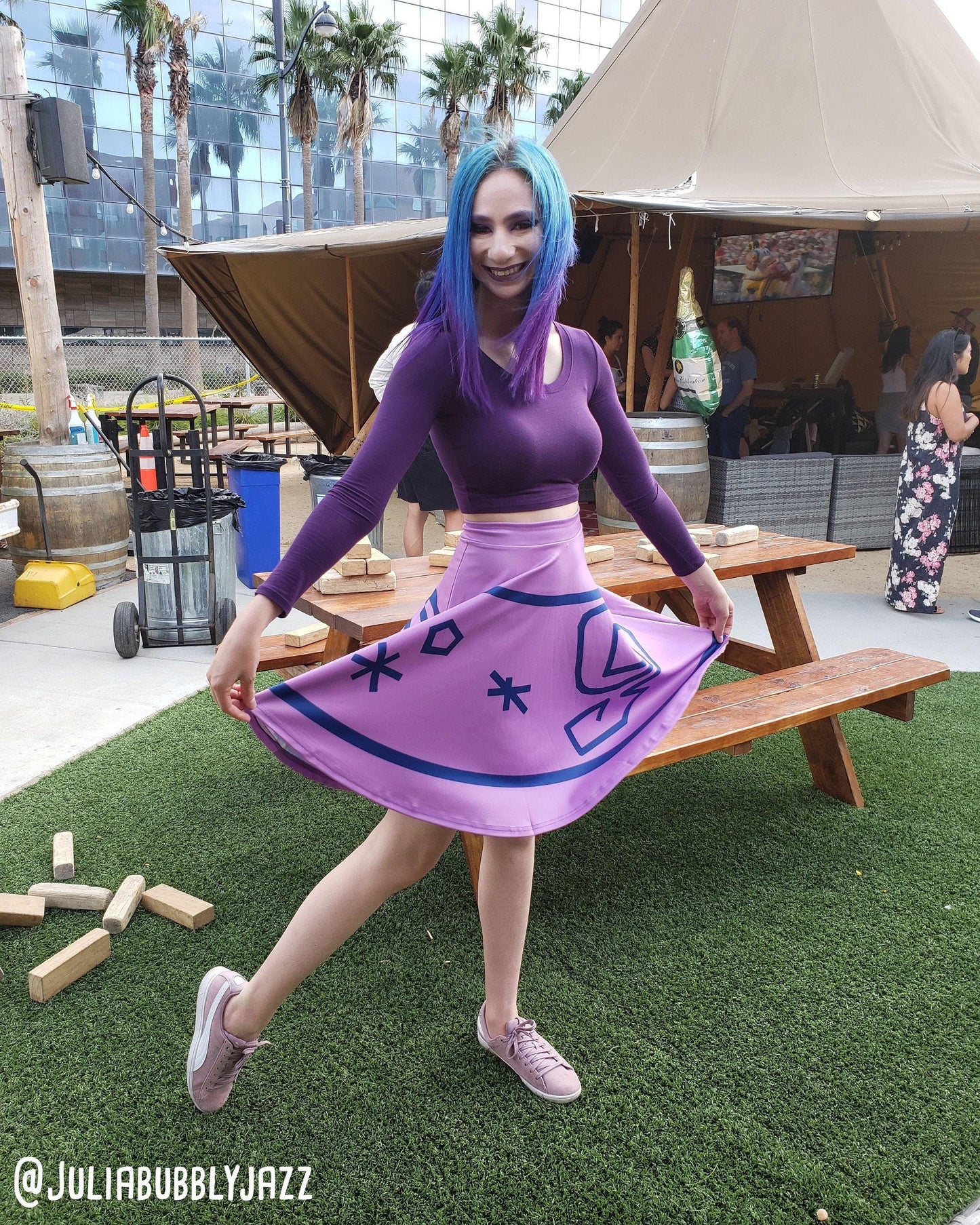 Pink, Purple, or Green Mad Tea Party Teacup Inspired High Waisted Skirt