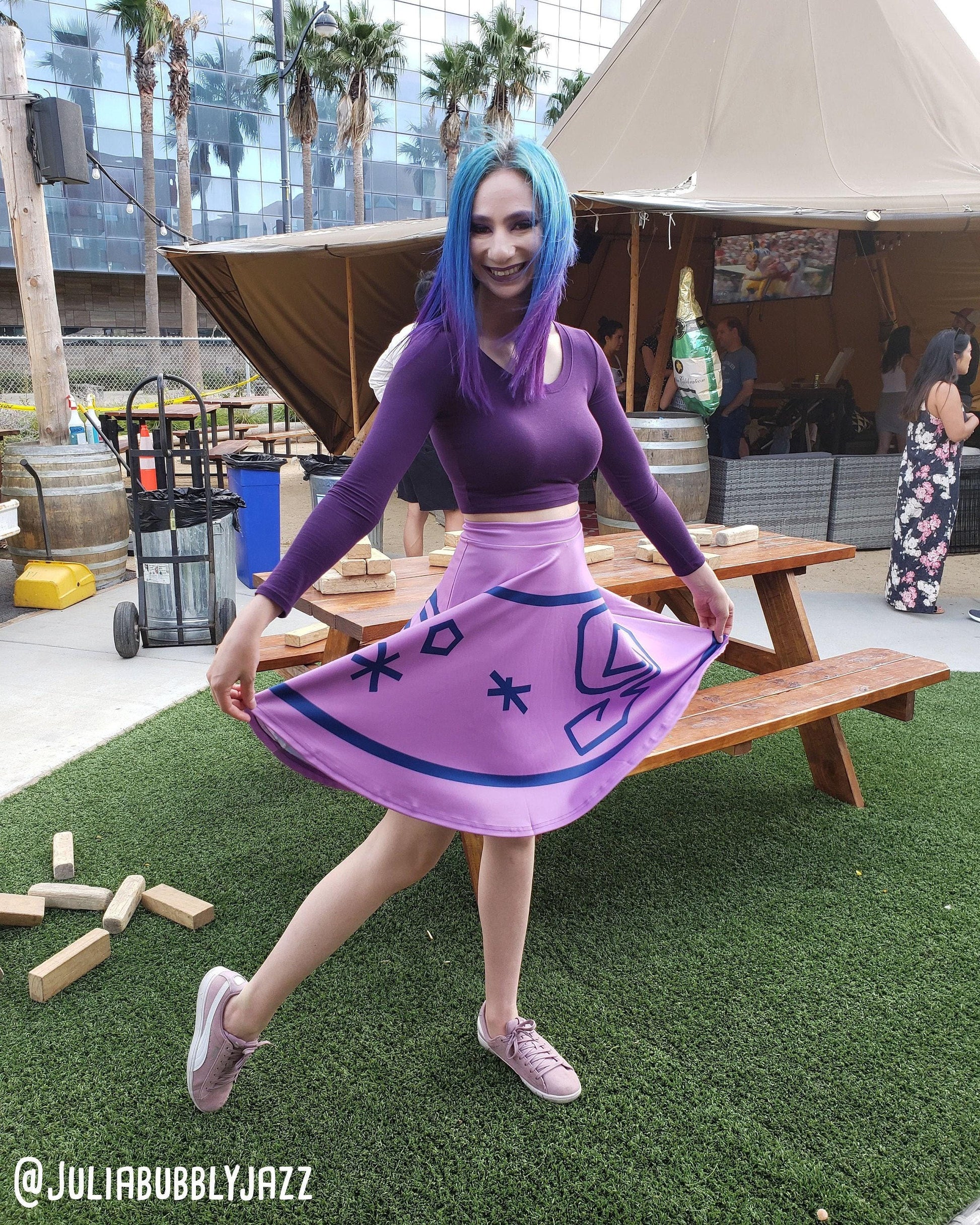 Pink, Purple, or Green Mad Tea Party Teacup Inspired High Waisted Skirt