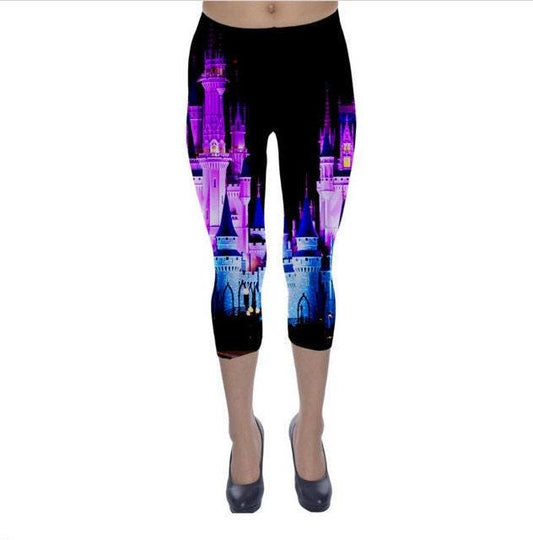 Cinderella Castle Nighttime Inspired Capri Leggings